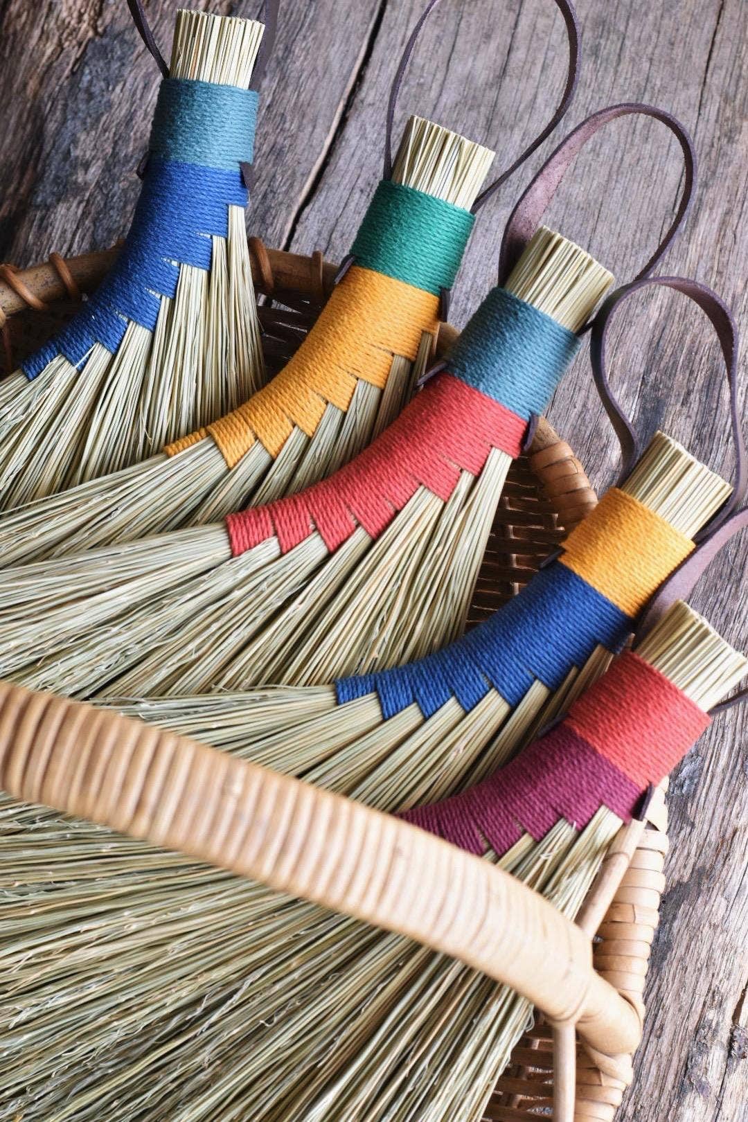 Broomcorn Sorghum Eco Brush Hand Broom: Red & Burgundy