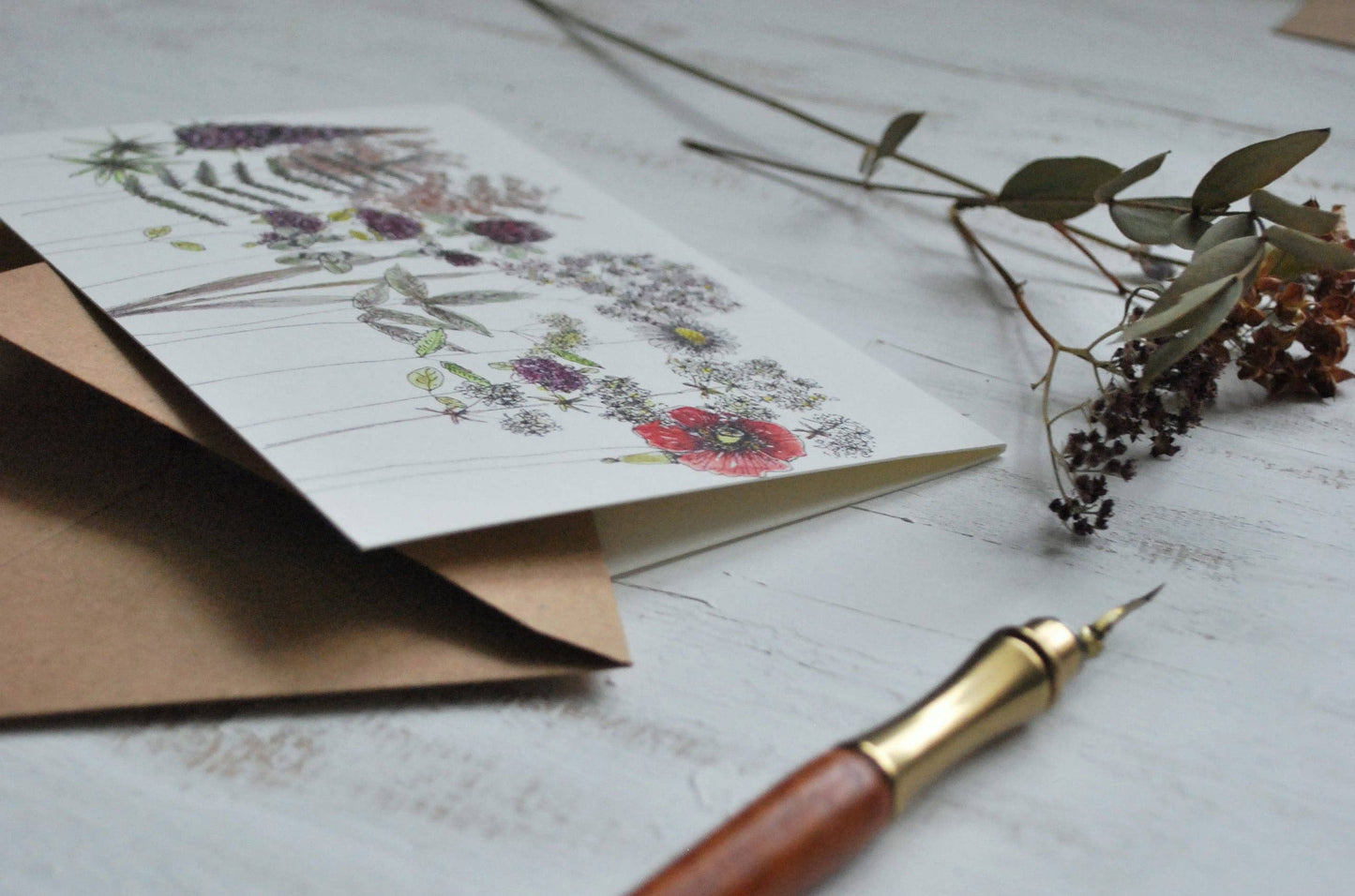 Rustic Flowers Card, Folded Card