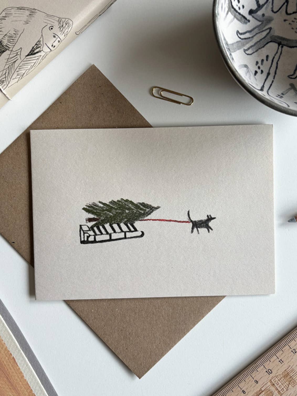 'Sleigh Dog' Christmas Card