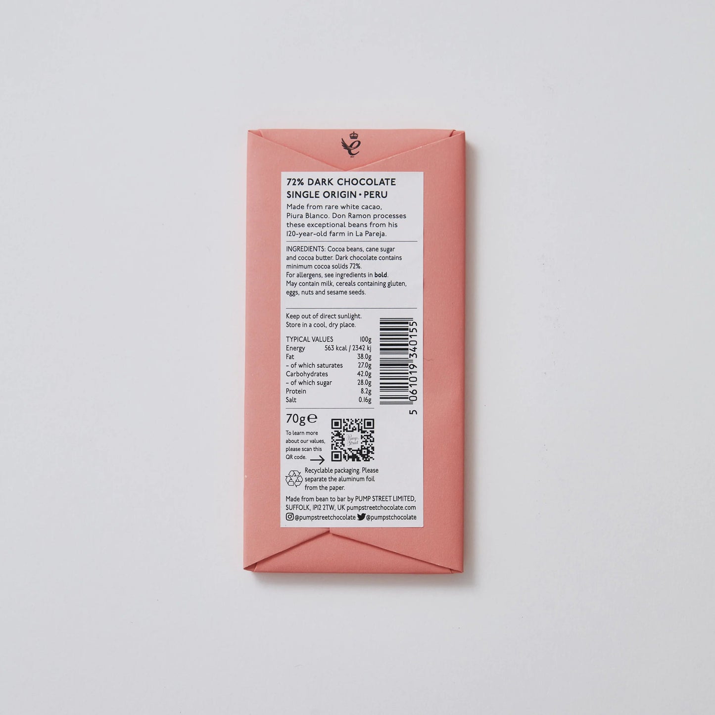 Peru Don Ramon 72%. TASTING NOTES: Blackberry, Warm Spices, Ripe Peach