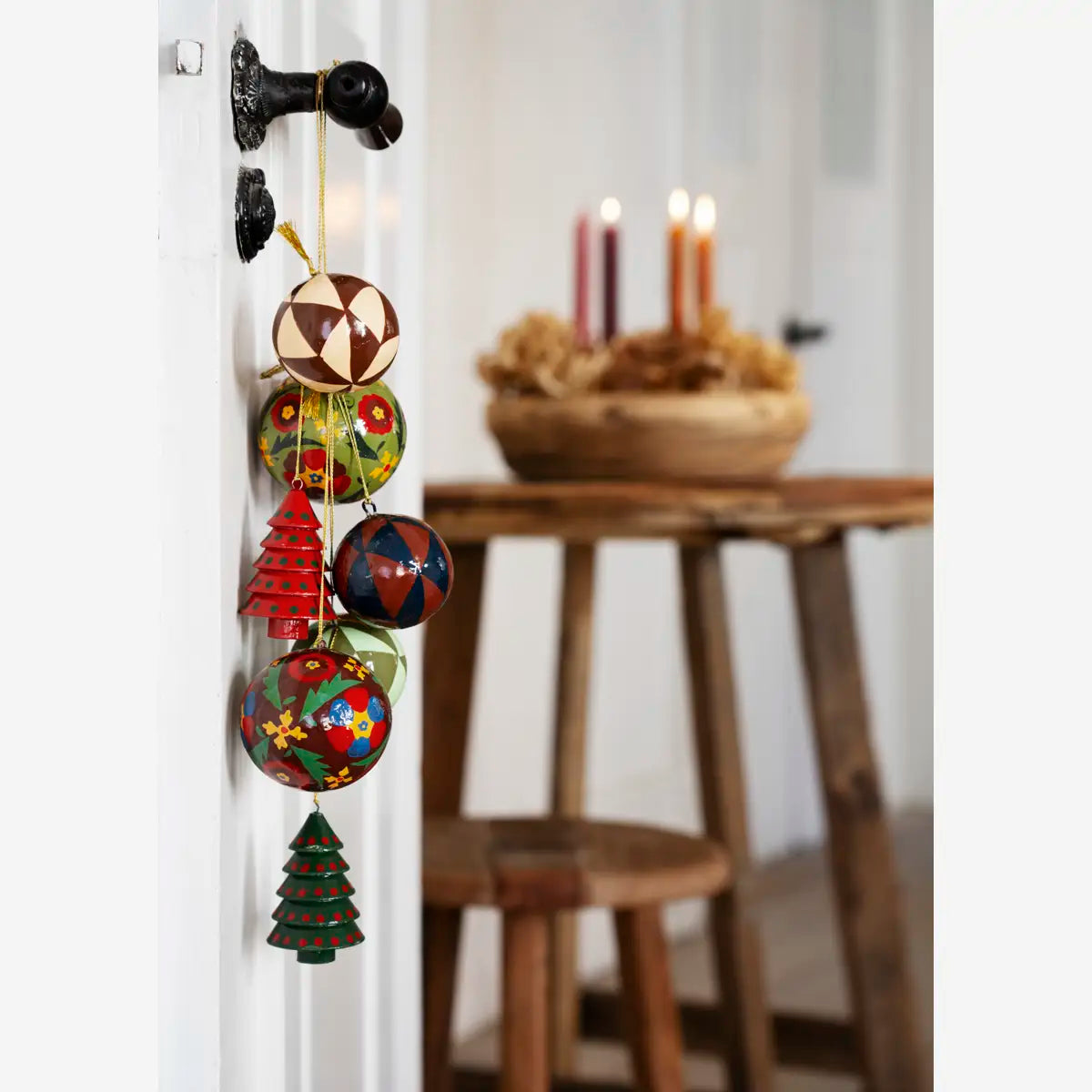 HANDMADE PAPER MACHE CHRISTMAS TREES ORNAMENTS