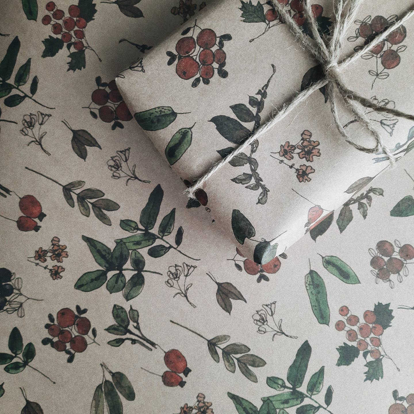 Berries and Plants Kraft Wrapping Paper - Set of 3 Pieces