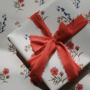 Blue and Red Flower's Wrapping Paper - Set of 3 Pieces