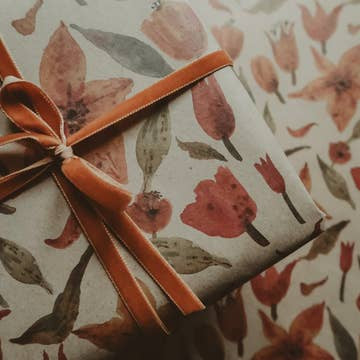 Tulips Kraft Wrapping Paper - Set of 3 Pieces