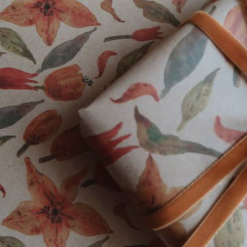 Tulips Kraft Wrapping Paper - Set of 3 Pieces
