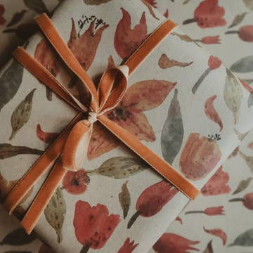 Tulips Kraft Wrapping Paper - Set of 3 Pieces