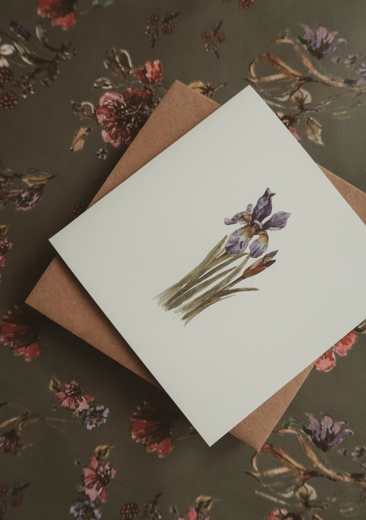 Blue Iris Flower Folded Card