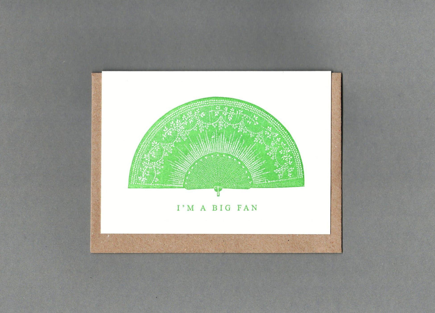 Big Fan. Letterpress Greeting Card, Eco Friendly: With cello