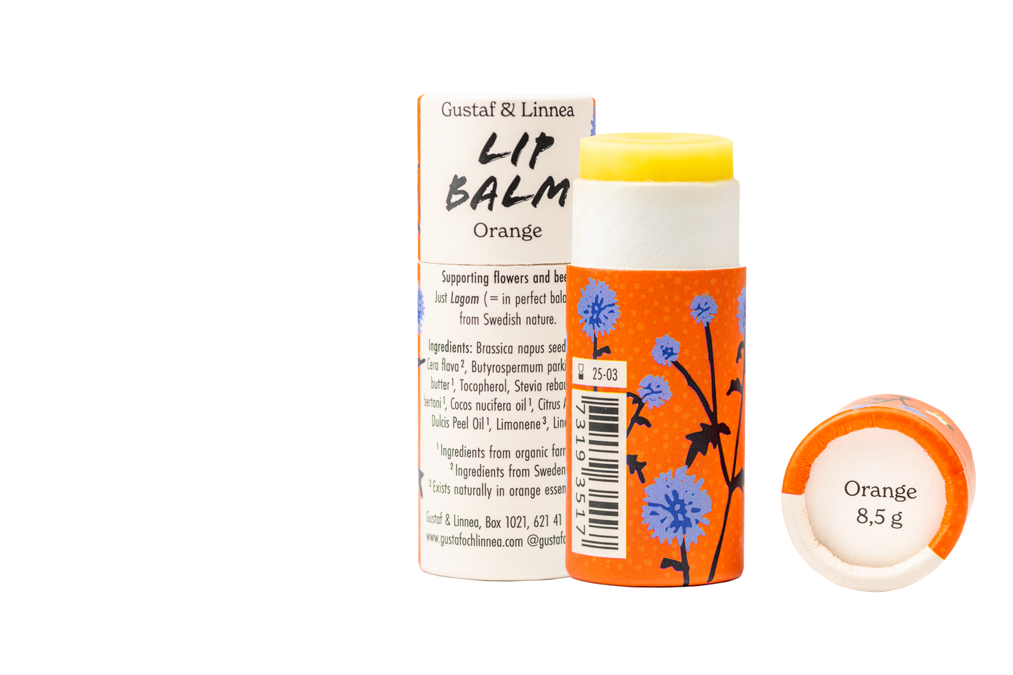 Lip balm - Orange - in paper packaging