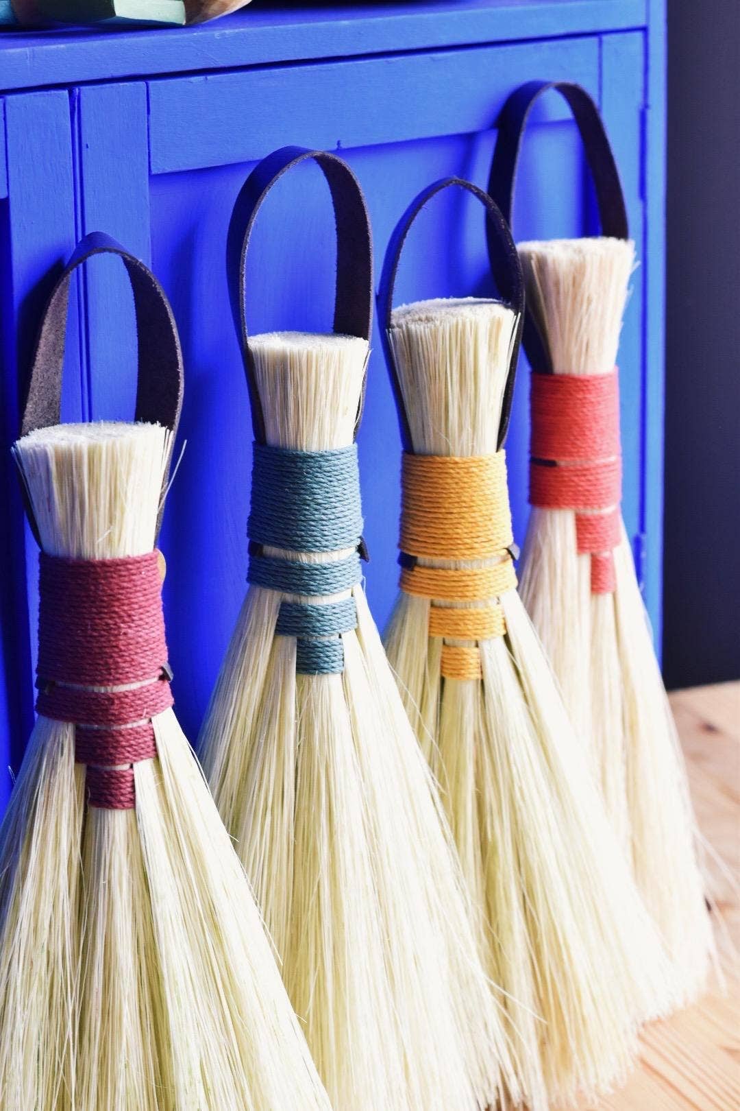 Tampico Fibre Eco Natural Hand Broom Brush: Red