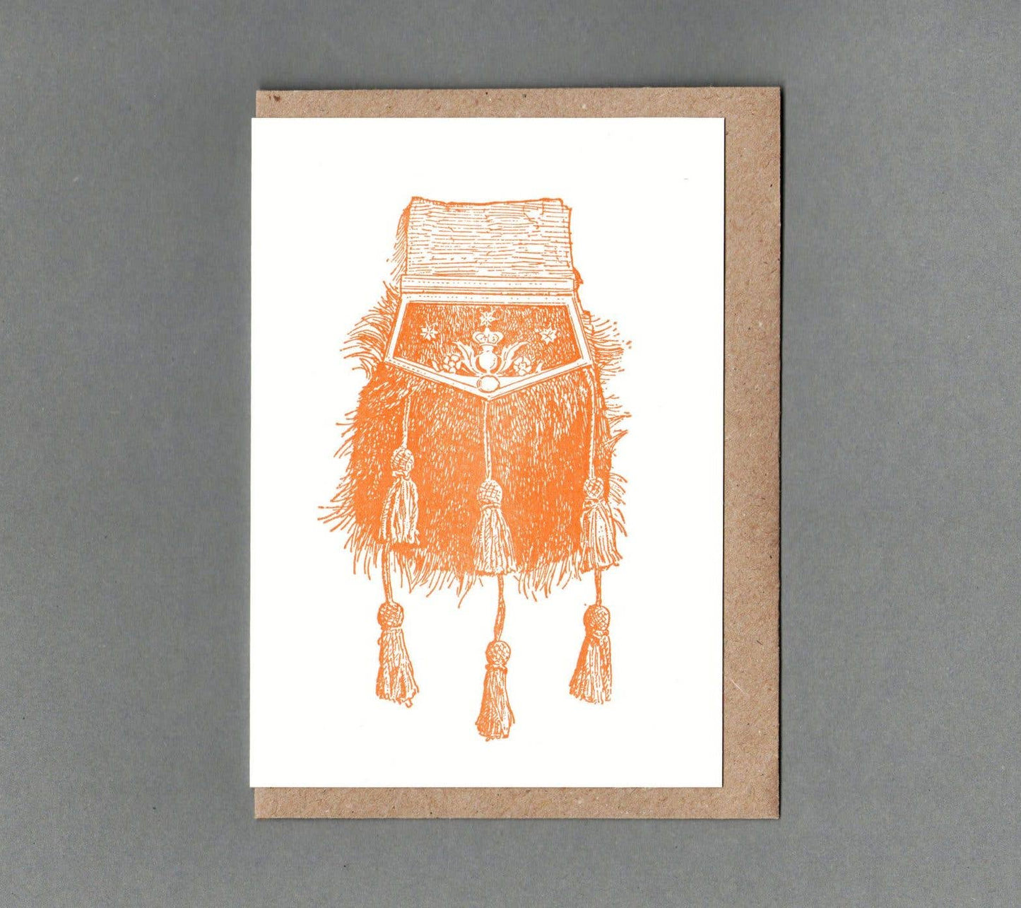 Sporran. Letterpress Greeting Card, Eco Friendly: With cello