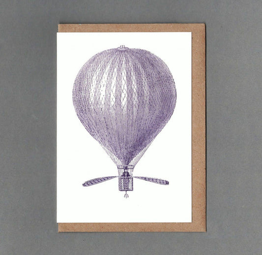 Hot Air Balloon. Letterpress Greeting Card, Eco friendly: With cello