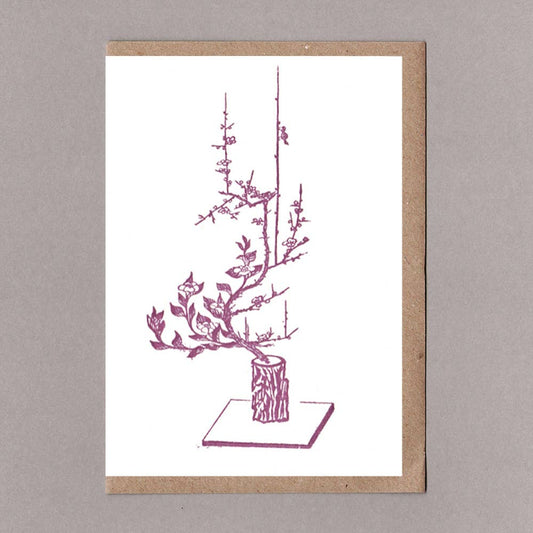 Ikebana 4 Purple, Letterpress Greeting Card, Eco Friendly: With Cello