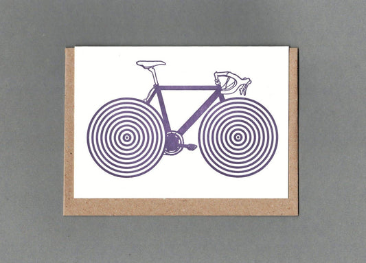 Bicycle Illusion. Letterpress Greeting Card, Eco Friendly: With cello