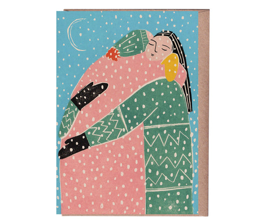 Winter Hugs Christmas Holiday Greeting Card