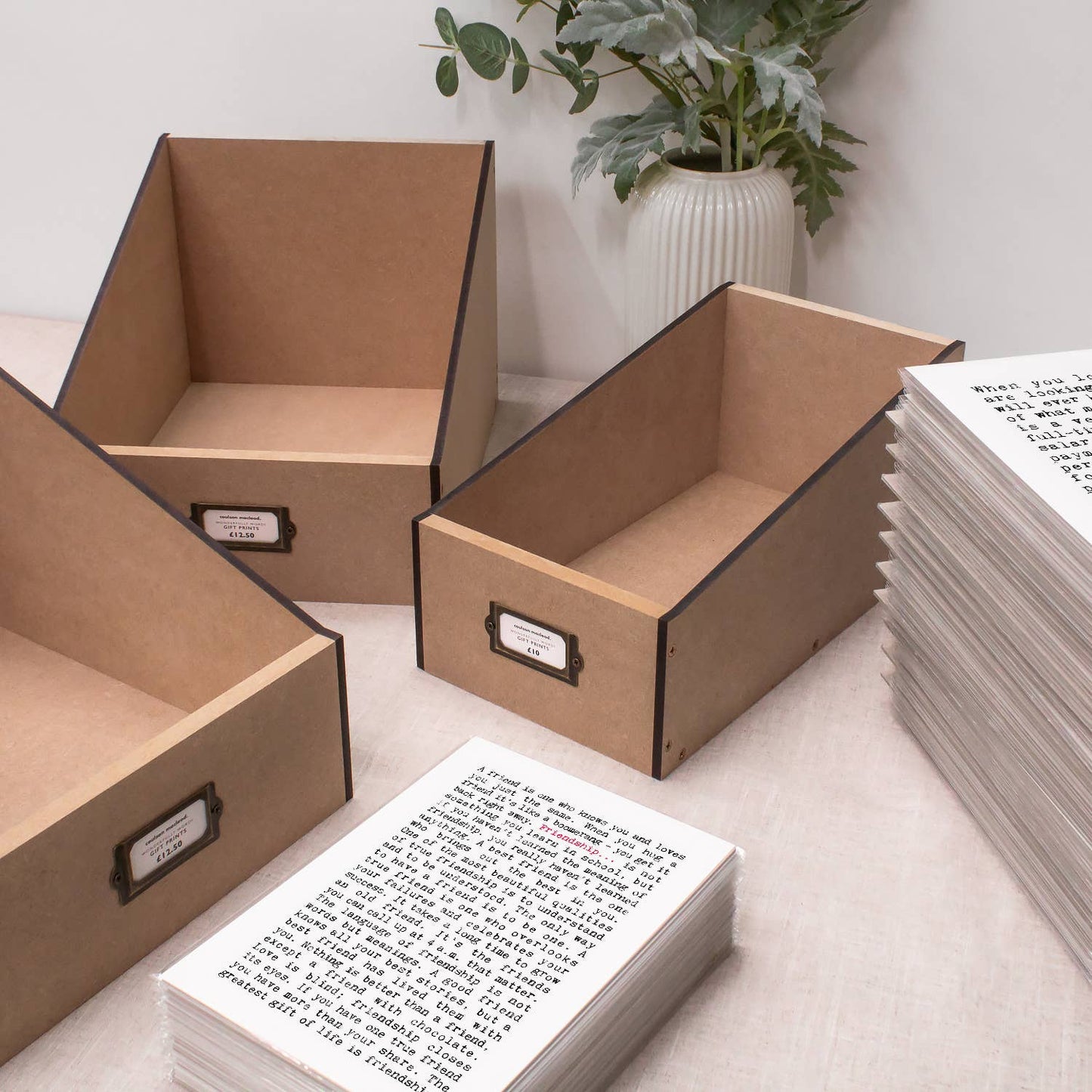 Empty Wooden Greeting Card Display Box Point Of Sale: Rectangular (10.9 x 15.5cm)