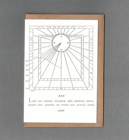 Sundial Card 03. Letterpress Greeting Card, Eco Friendly: With cello