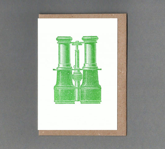 Marine Binoculars. Letterpress Greeting Card, Eco Friendly: With cello