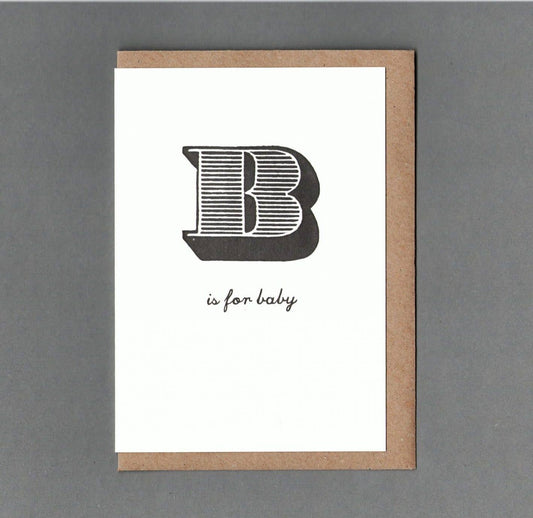 Baby. B&W. Letterpress Greeting Card, Eco Friendly: With cello