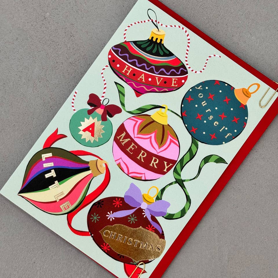 Christmas Bauble Holiday Ornament Foiled Card