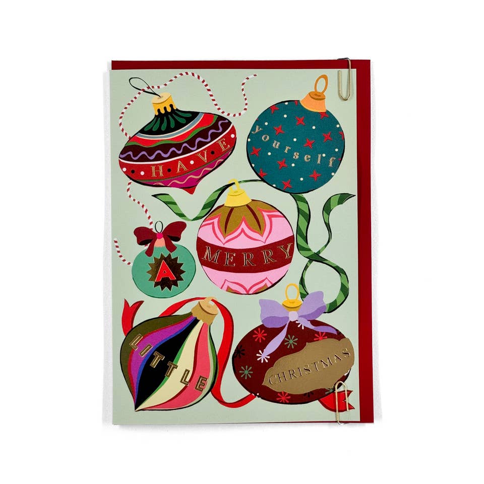 Christmas Bauble Holiday Ornament Foiled Card