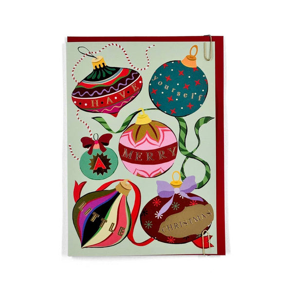 Christmas Bauble Holiday Ornament Foiled Card PAV-LC-006