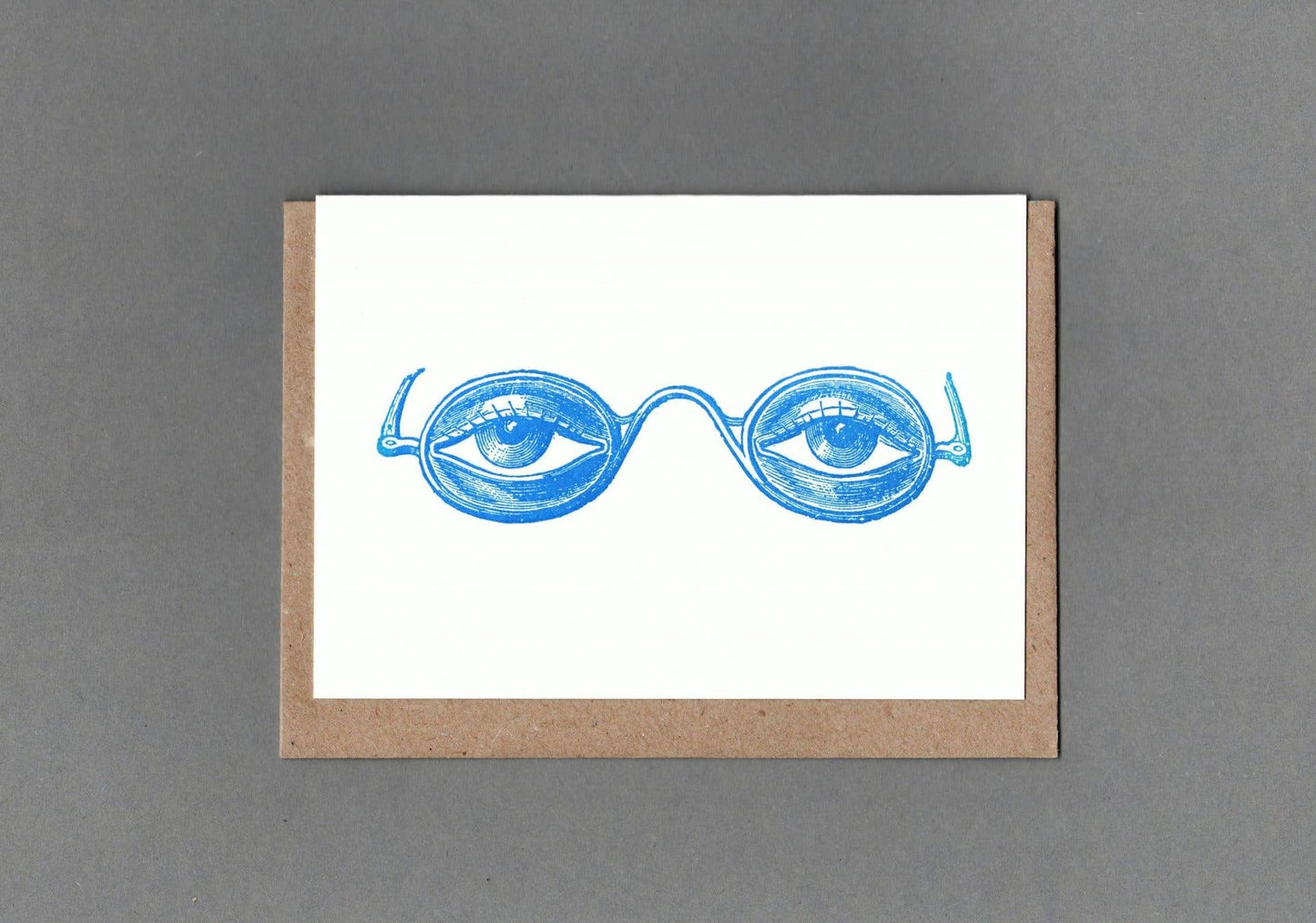 Spectacles. Letterpress Greeting Card, Eco Friendly: With cello
