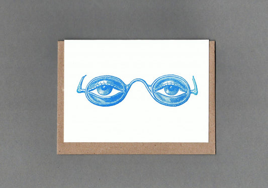 Spectacles. Letterpress Greeting Card, Eco Friendly: With cello