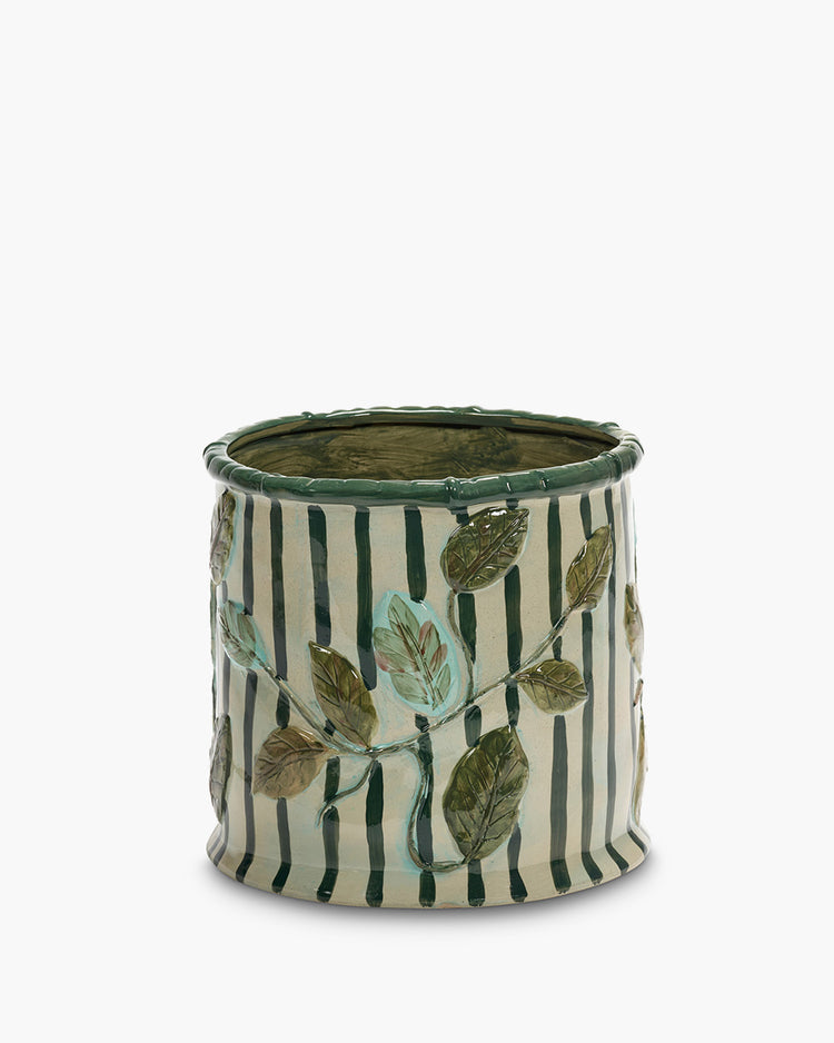 Flowerpot 11 green - beige  by Hélène Lepinay