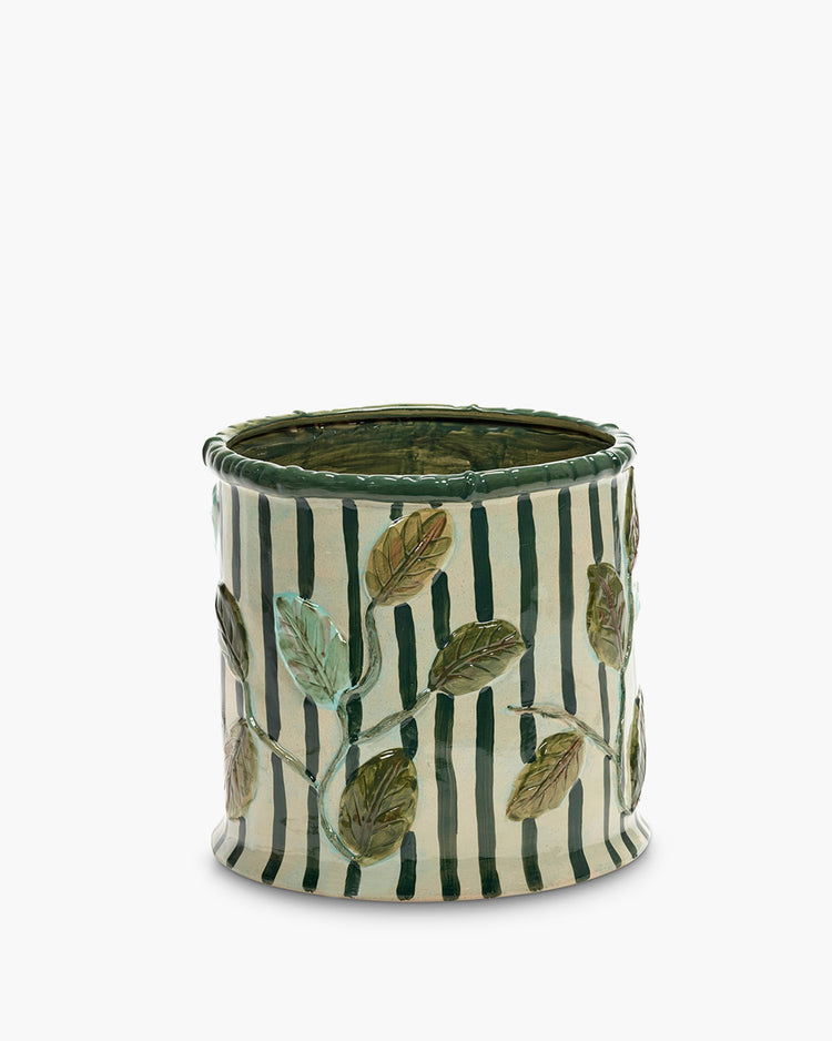 Flowerpot 11 green - beige  by Hélène Lepinay