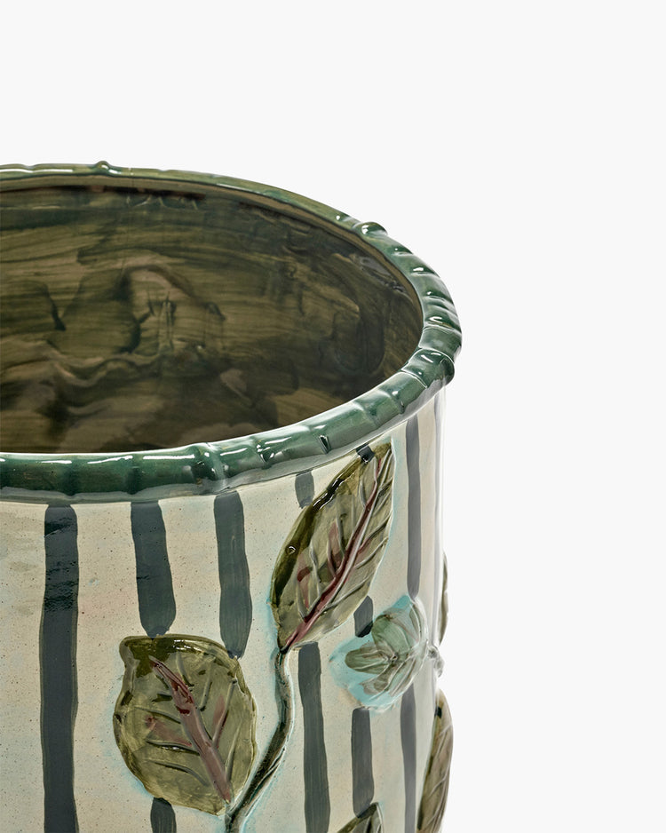 Flowerpot 11 green - beige  by Hélène Lepinay