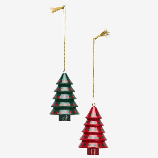 HANDMADE PAPER MACHE CHRISTMAS TREES ORNAMENTS