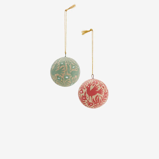 HANDMADE PAPER MACHE VINTAGE CHRISTMAS BALLs