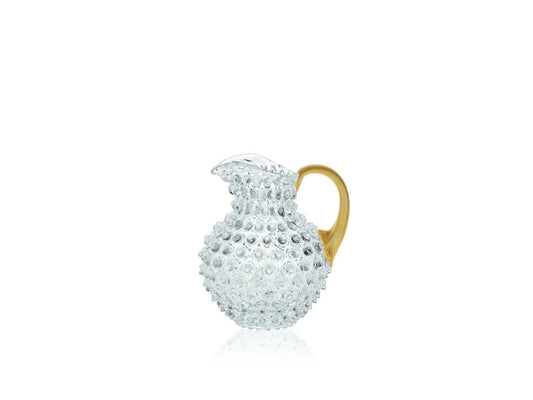 Vase - Clear / Shiny Gold Hobnail  - Jug 1L