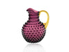 Vase - Amber Hobnail Large with Shiny Gold Handle - Jug 2L