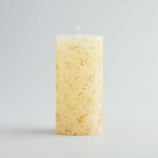 Christmas Spice gold marbled pillar Candle