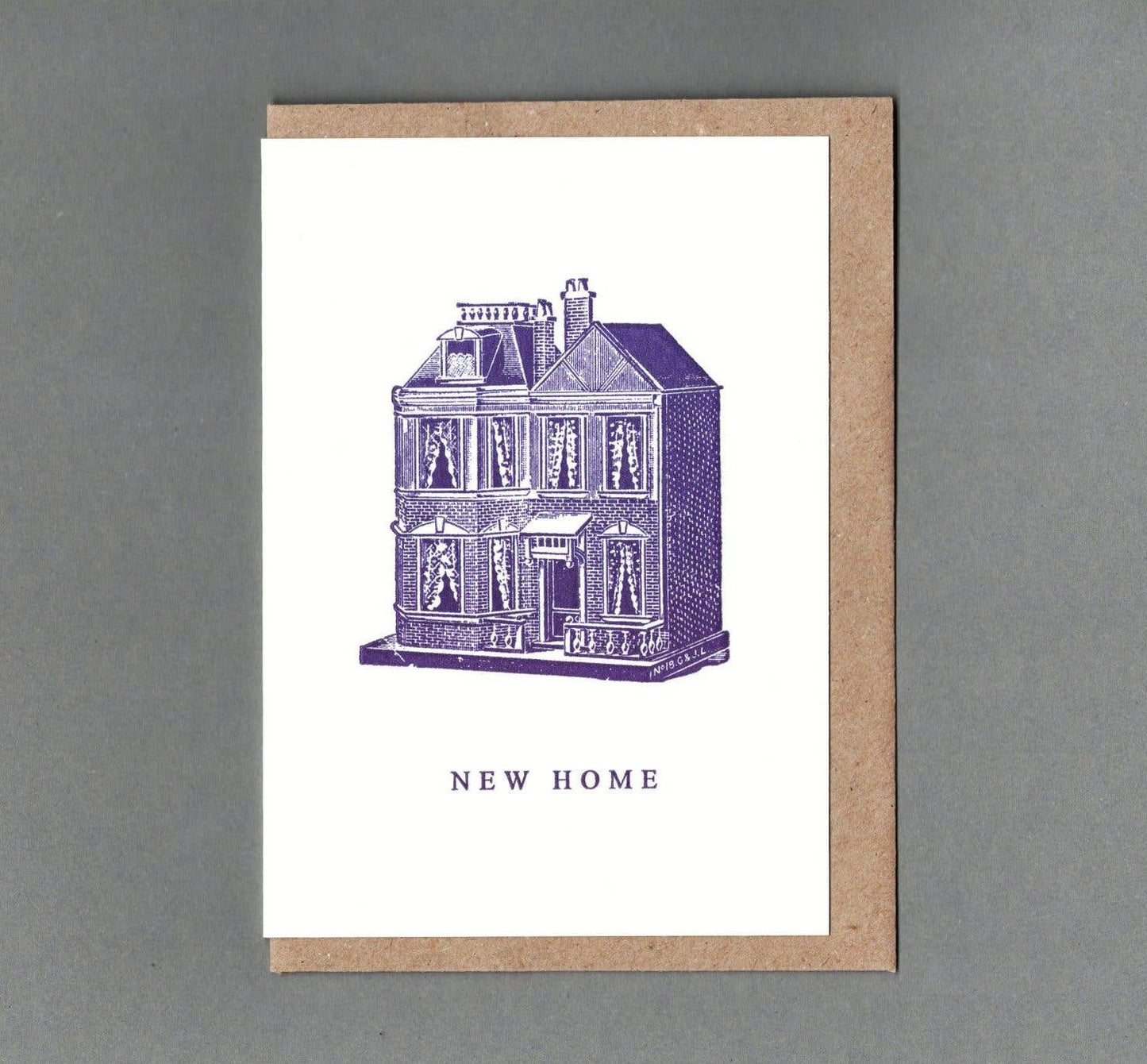 New Home. Dolls House. Letterpress Greeting Card: With cello
