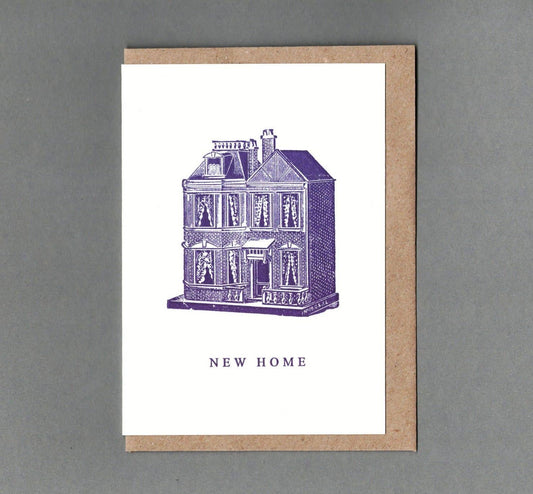 New Home. Dolls House. Letterpress Greeting Card: With cello