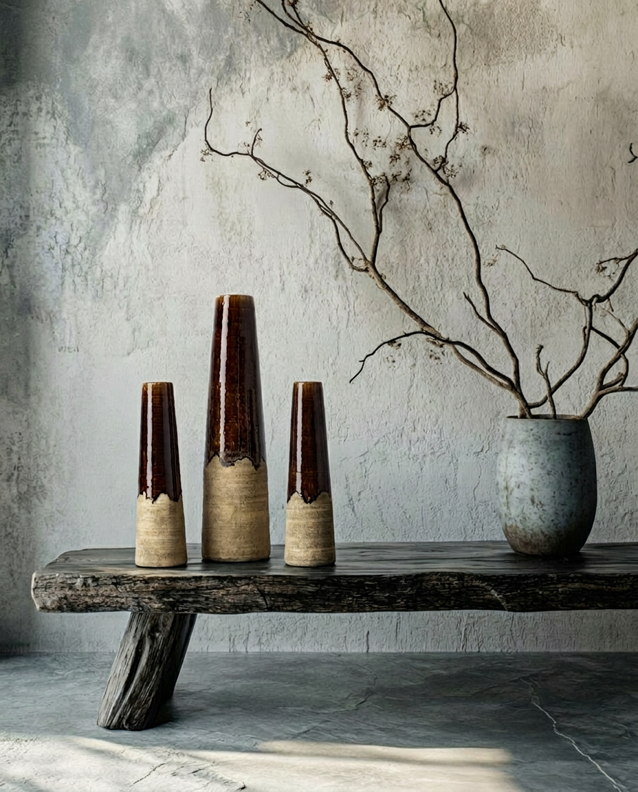 The Amber Cone Vase - Concrete Brown - M
