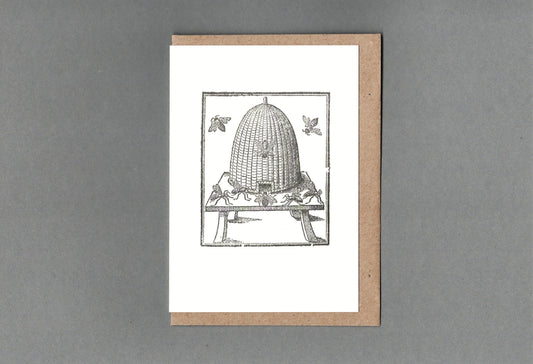 Beehive. Letterpress Greeting Card, Eco Friendly: Black / With cello