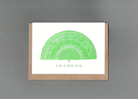 Big Fan. Letterpress Greeting Card, Eco Friendly: With cello