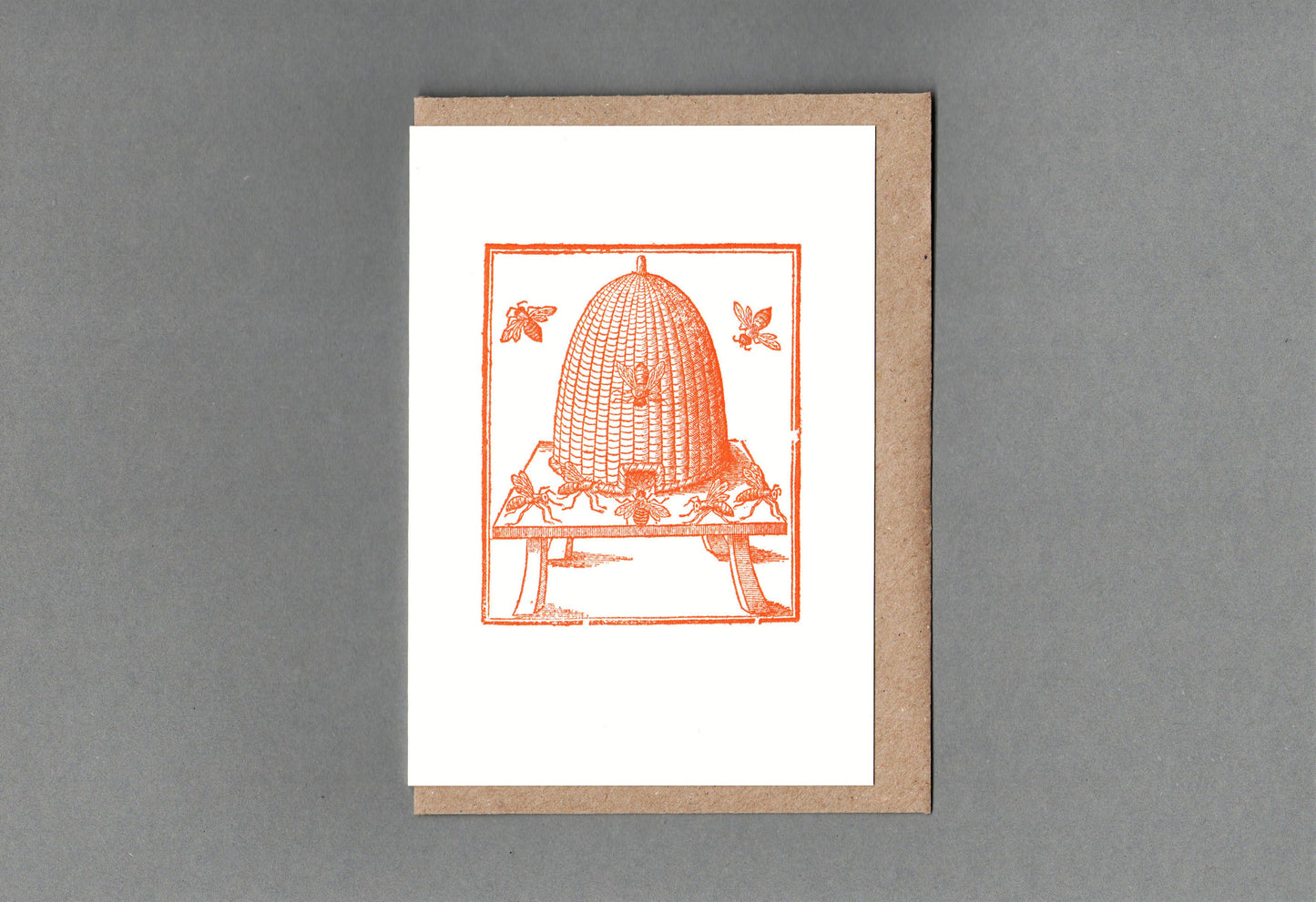 Beehive. Letterpress Greeting Card, Eco Friendly: Black / With cello