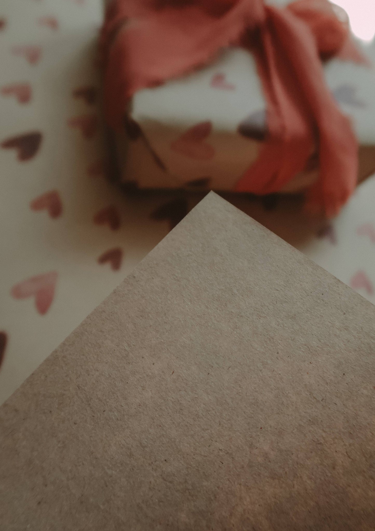Set Of 3 Pieces RED HEARTS Kraft Wrapping Paper