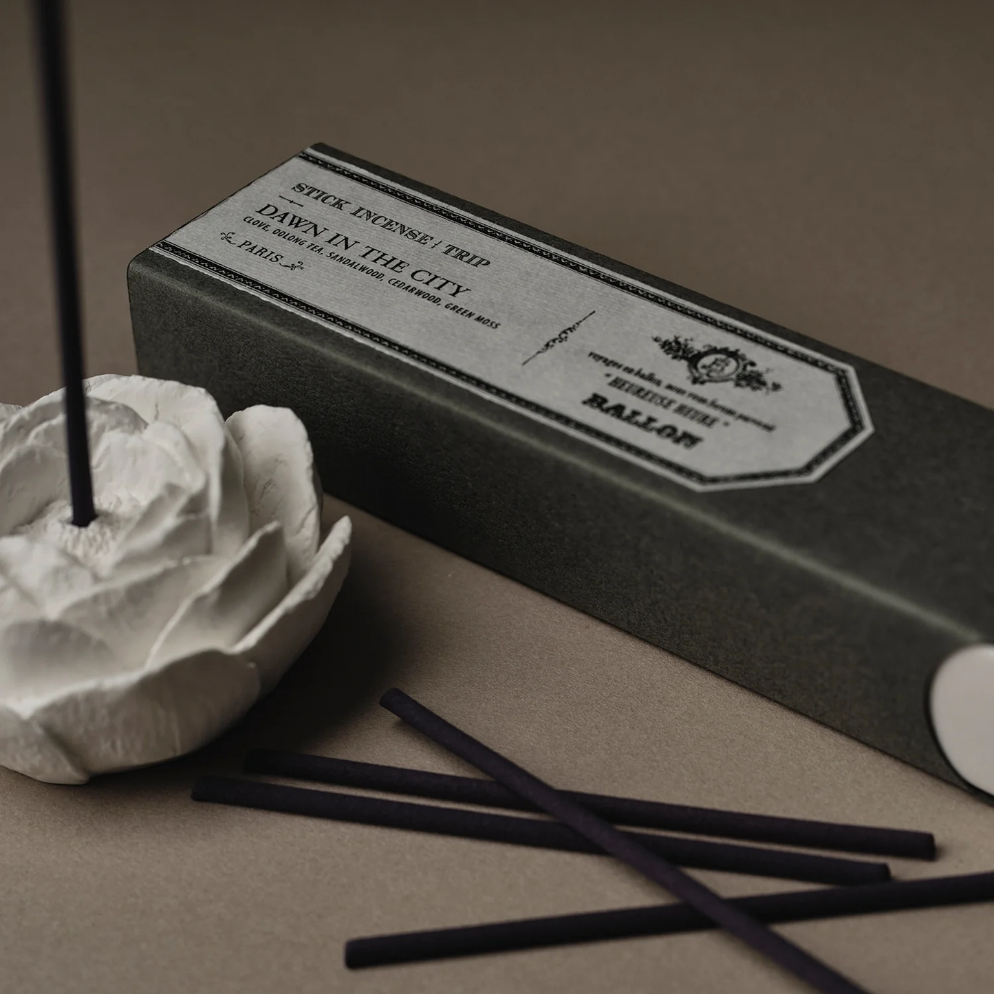 Plaster Incense Holder - Camellia Flower