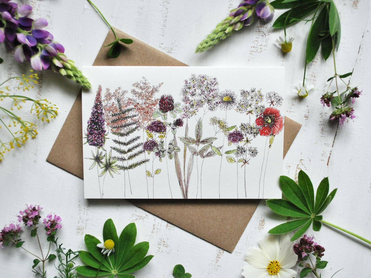 Rustic Flowers Card, Folded Card