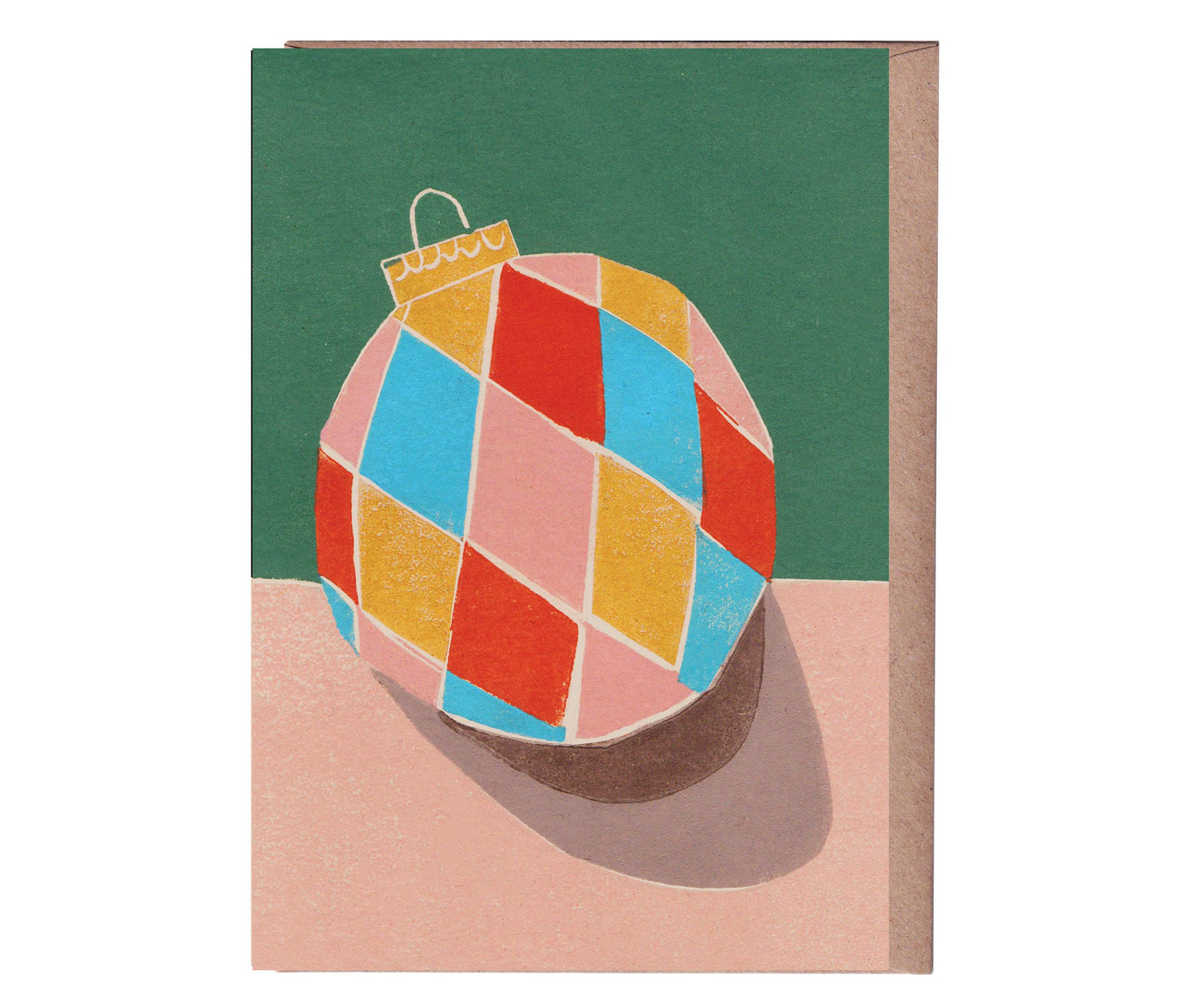 Harlequin Bauble Christmas Holiday Greeting Card