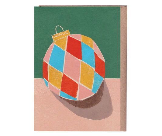 Harlequin Bauble Christmas Holiday Greeting Card