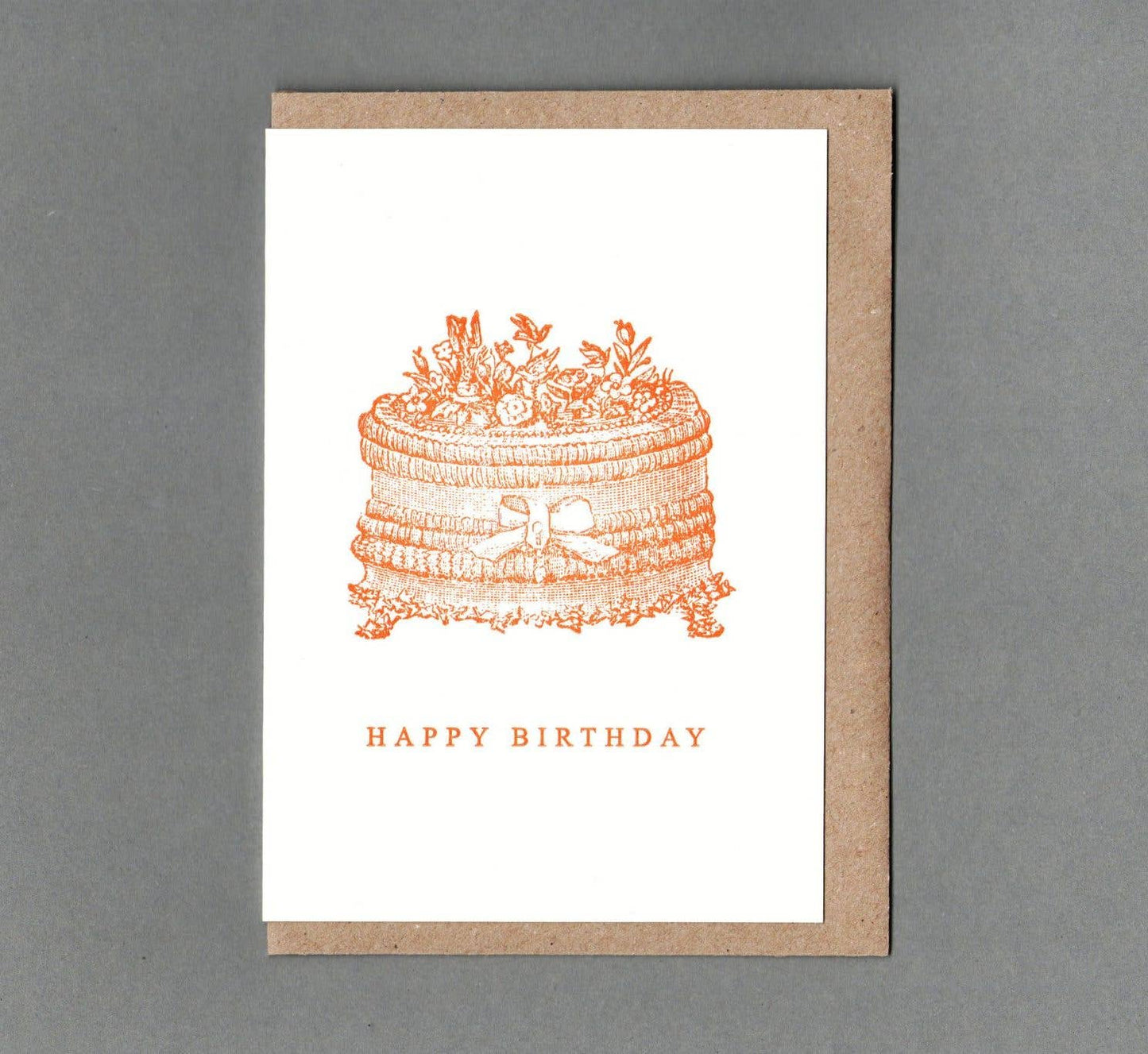 Birthday Cake. Letterpress Greeting Card, Eco Friendly: With Cello