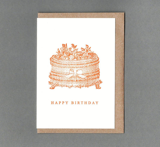 Birthday Cake. Letterpress Greeting Card, Eco Friendly: With Cello