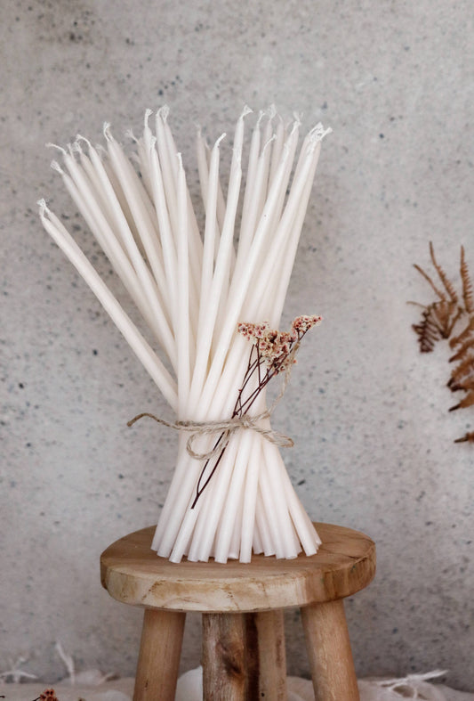 Handcrafted french florist candles - pack of 10: White